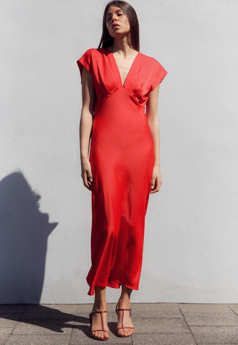 Zara Satin Effect Midi Dress