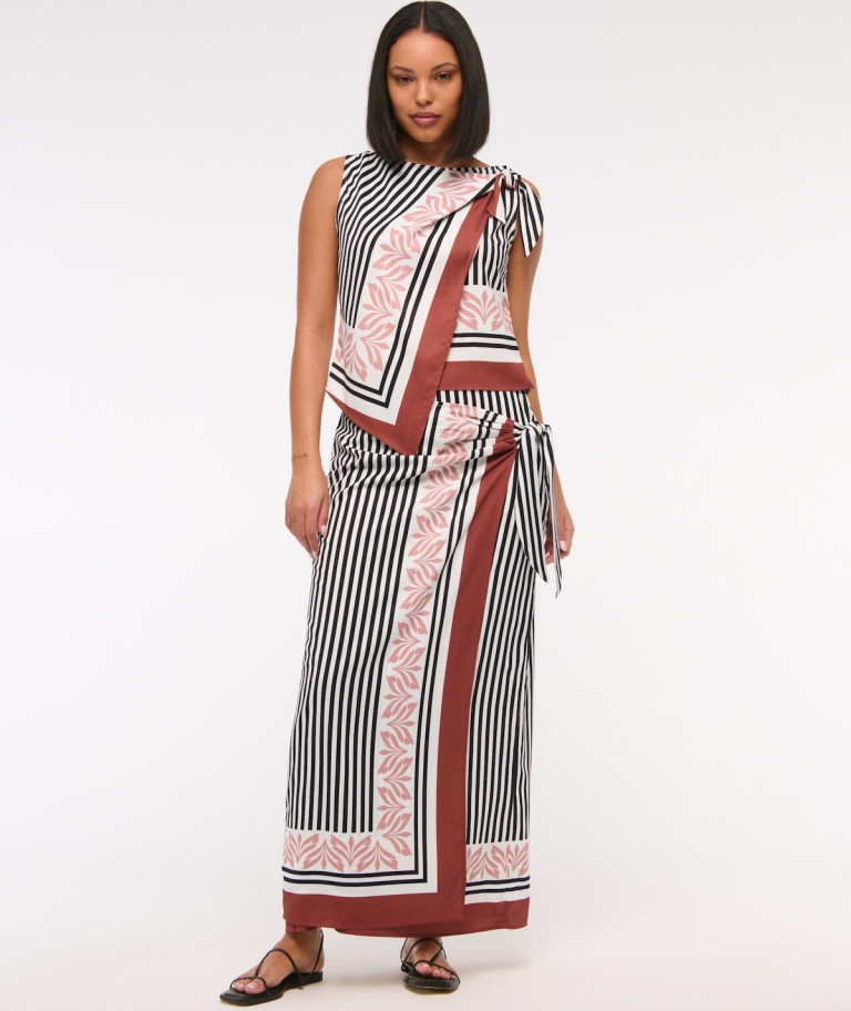 Abercrombie Fitch High Rise Scarf Style Wrap Maxi Skirt