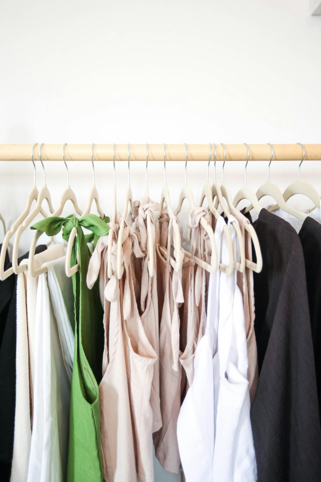 Clothes Hanging from a Wooden Hanger