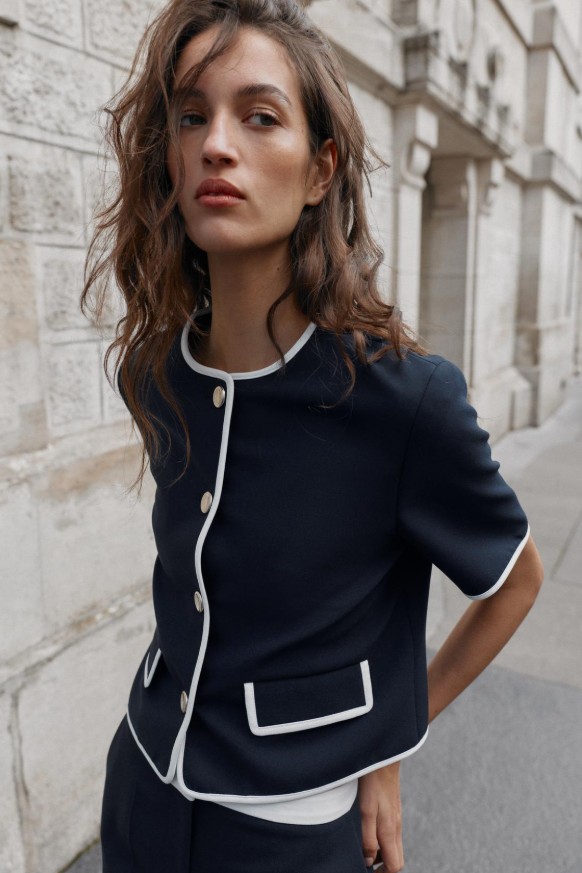 Zara white trim blazer