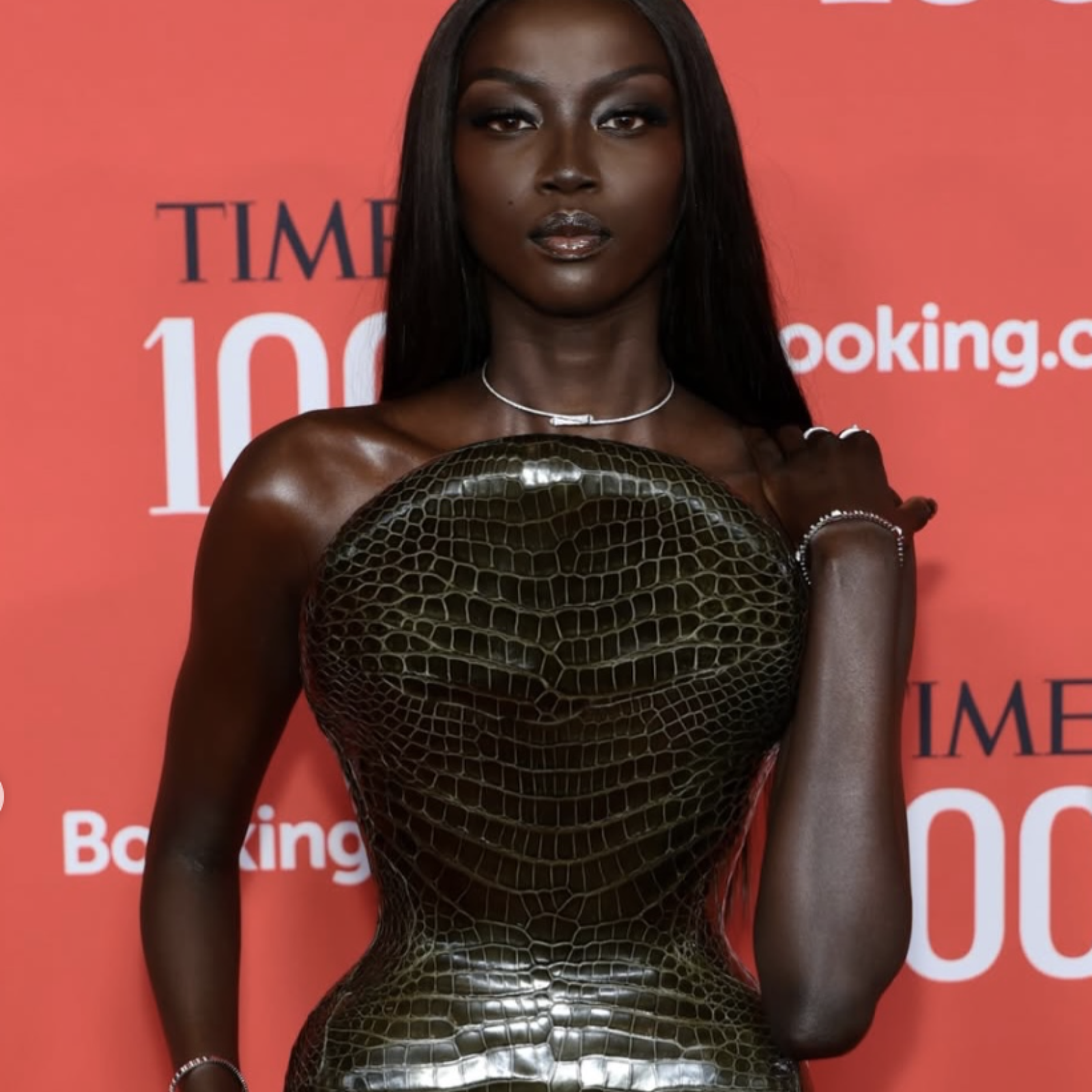 anok yai black dress Soon after gracing the Runway at the 2025 Victoria's Secret Show, Supermodel Anok Yai made a bold entrance into the show's after partywearing an all black Widowbird Evening Dress From Fanc Club's