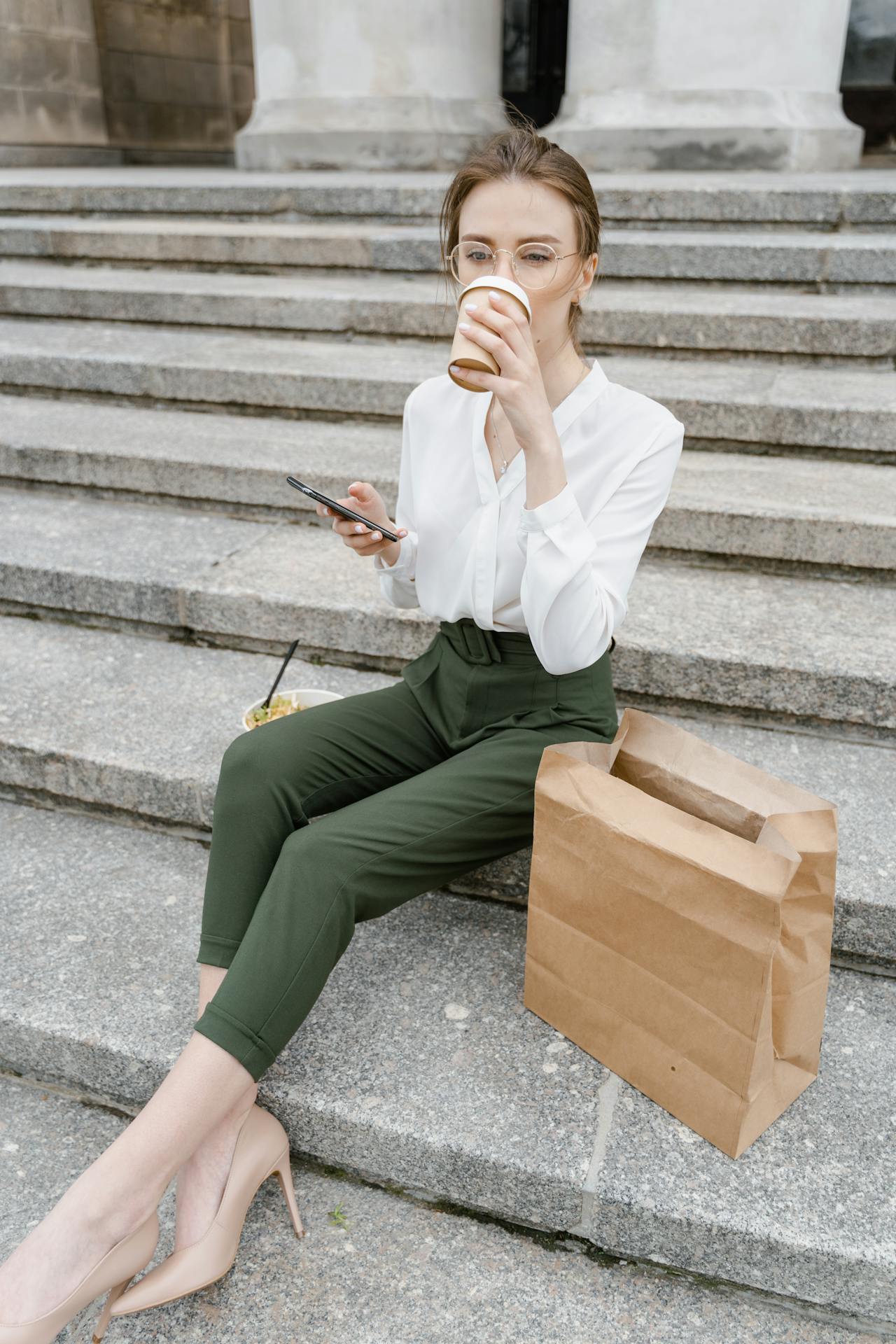 Woman by the steps