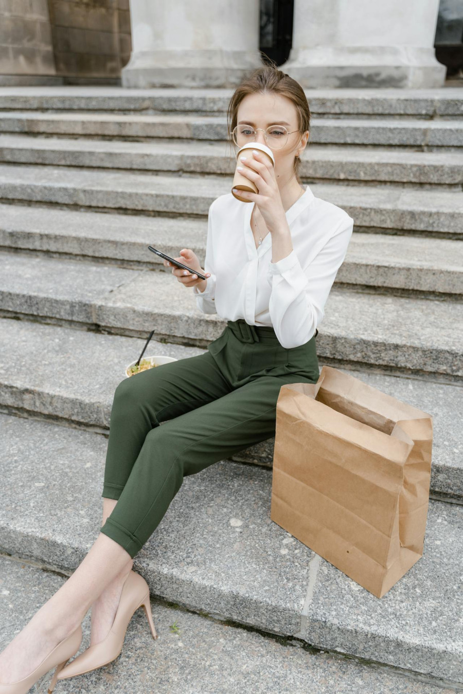 Woman by the steps
